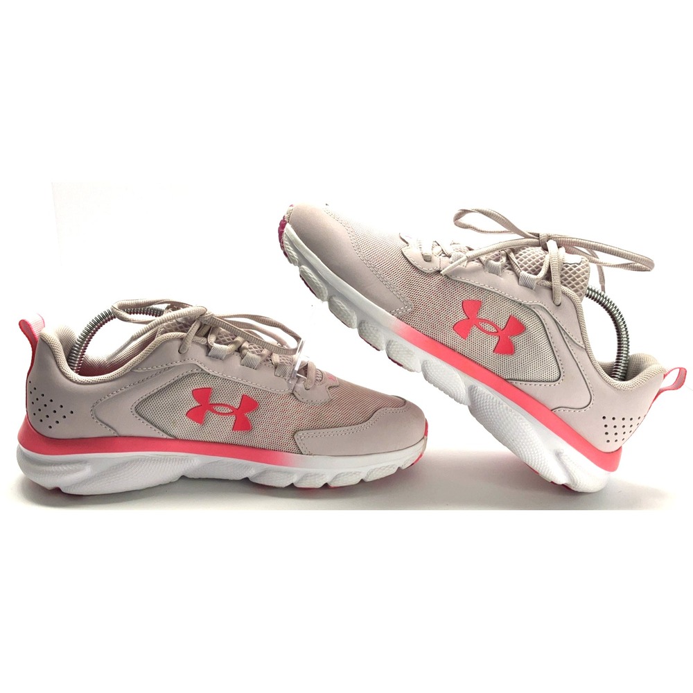 Under Armour GS Assert 9 Girls Running Shoes Pink/White 7Y (Women's 8.5)